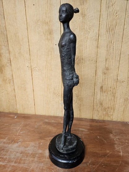 Vtg MCM Modernist Figural Bronze By Pino Conte Italian Standing Ballerina 28.5" 