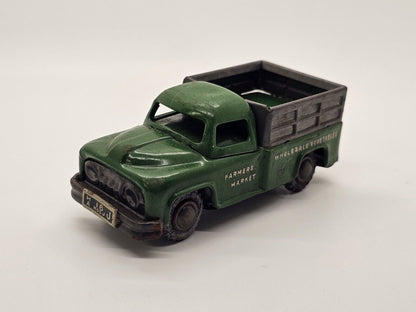 1950's Linemar Tin Friction Farmers Market Truck Green Decent Condition 4 Inch