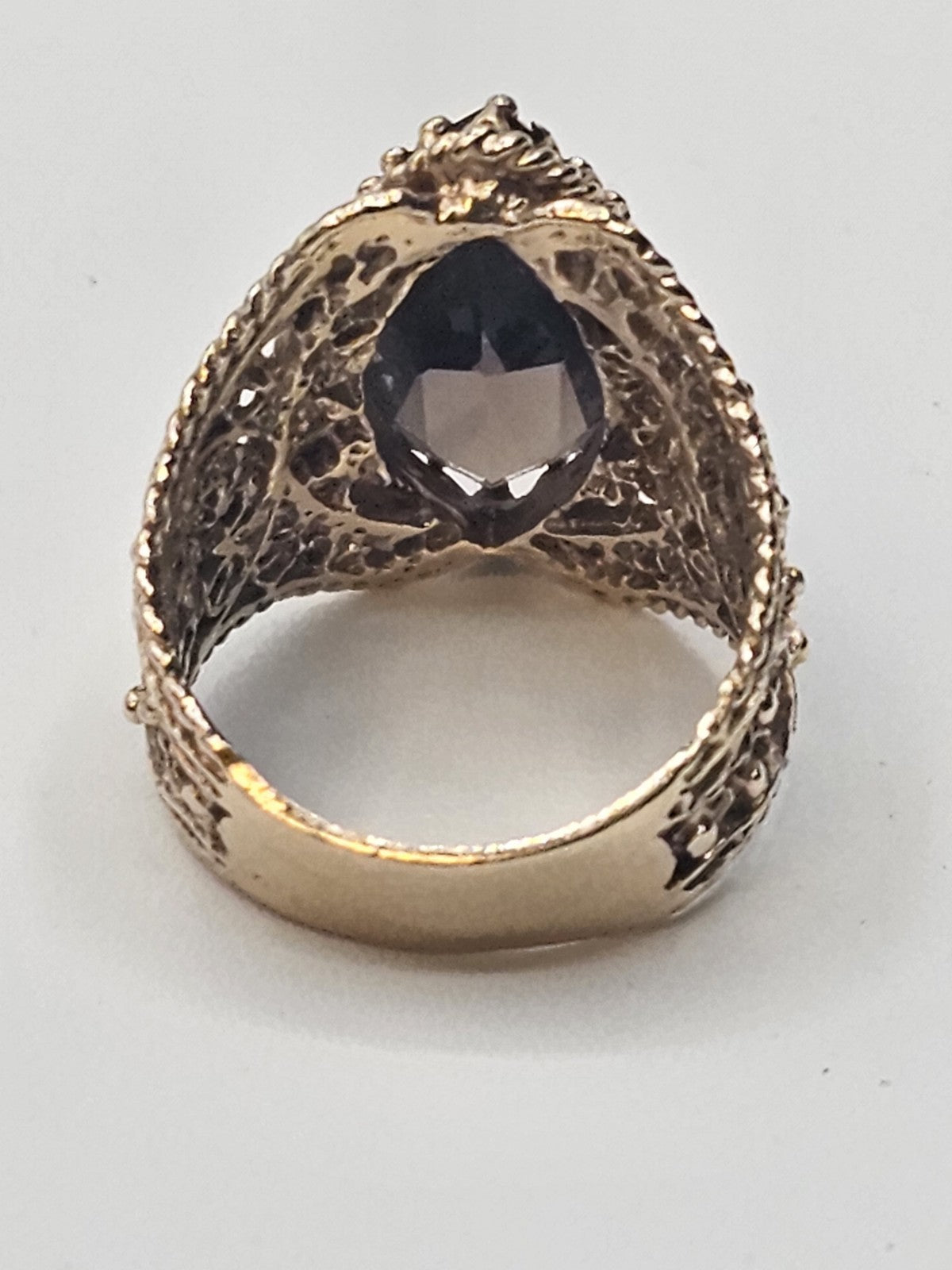 Vtg 14k Yellow Gold Smoky Quartz Cocktail Ring Size 6 Appx 7.4 Grams