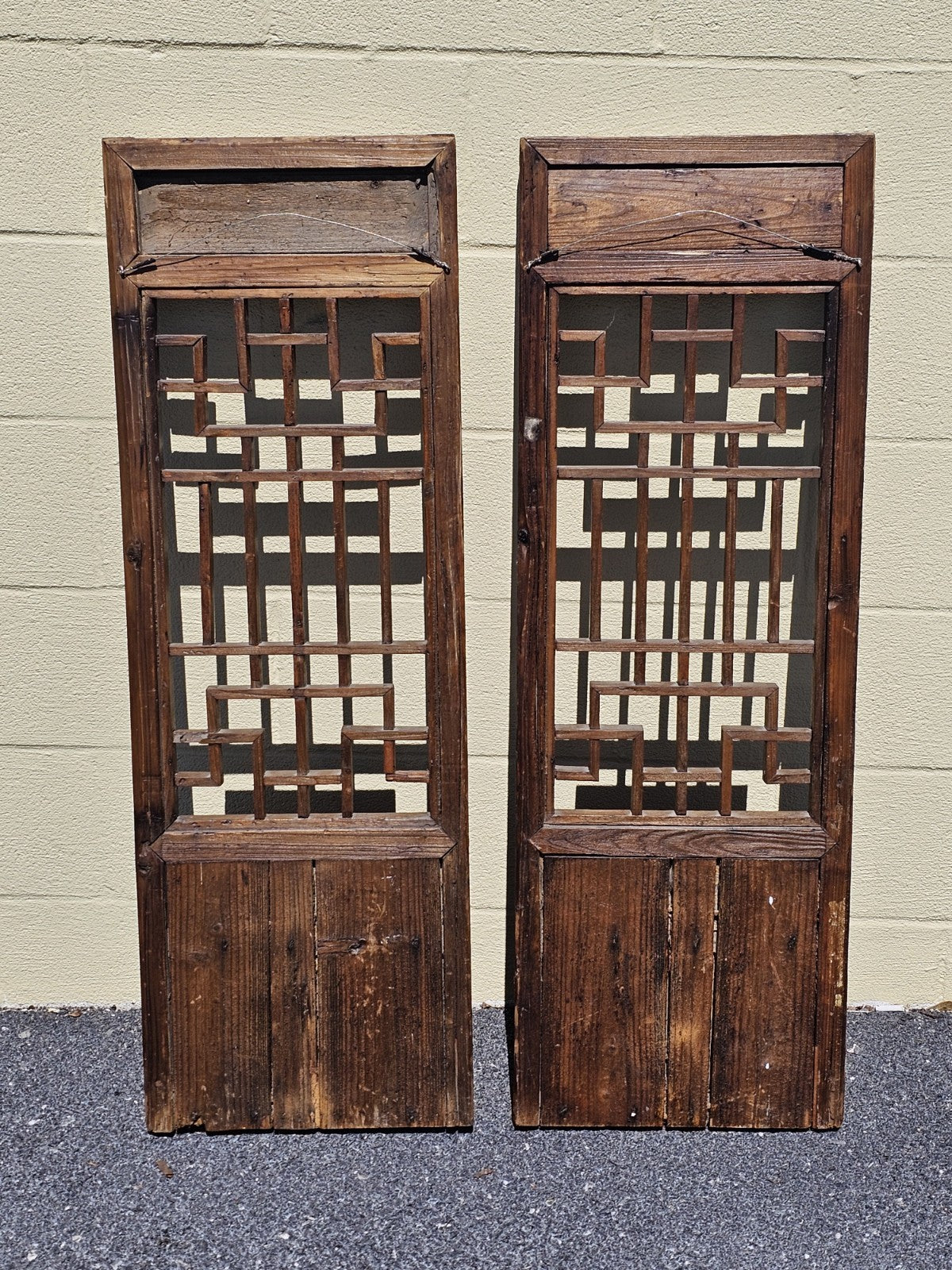 Antique 18th-19th Century Oriental Chinese Shutters Hanging Display Shelves