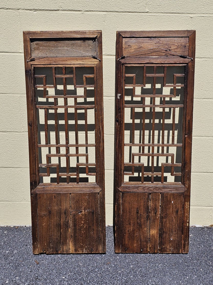 Antique 18th-19th Century Oriental Chinese Shutters Hanging Display Shelves