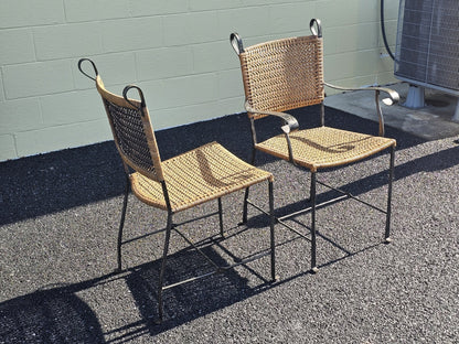 Ched Berenguer Topacio Rattan & Iron Strap Chairs W MCM McGuire Oak Table