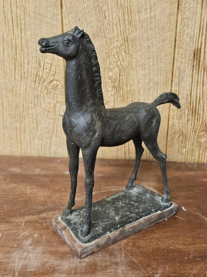 Vtg MCM Modernist Figural Bronze Horse By Pino Conte Italian "Cavallo" 14.5" T