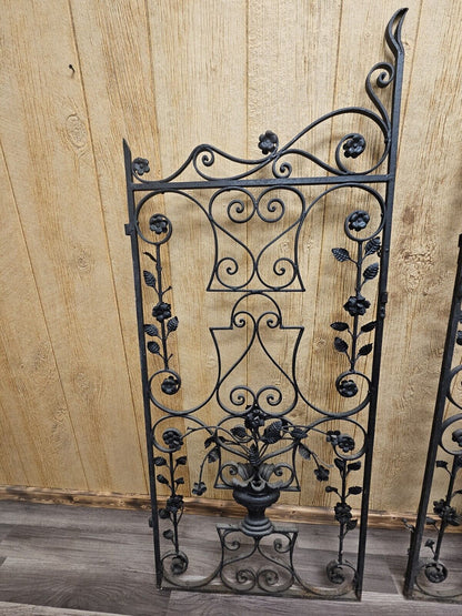 Antique Wrought Iron Gate With Ornate Floral 3D Design 