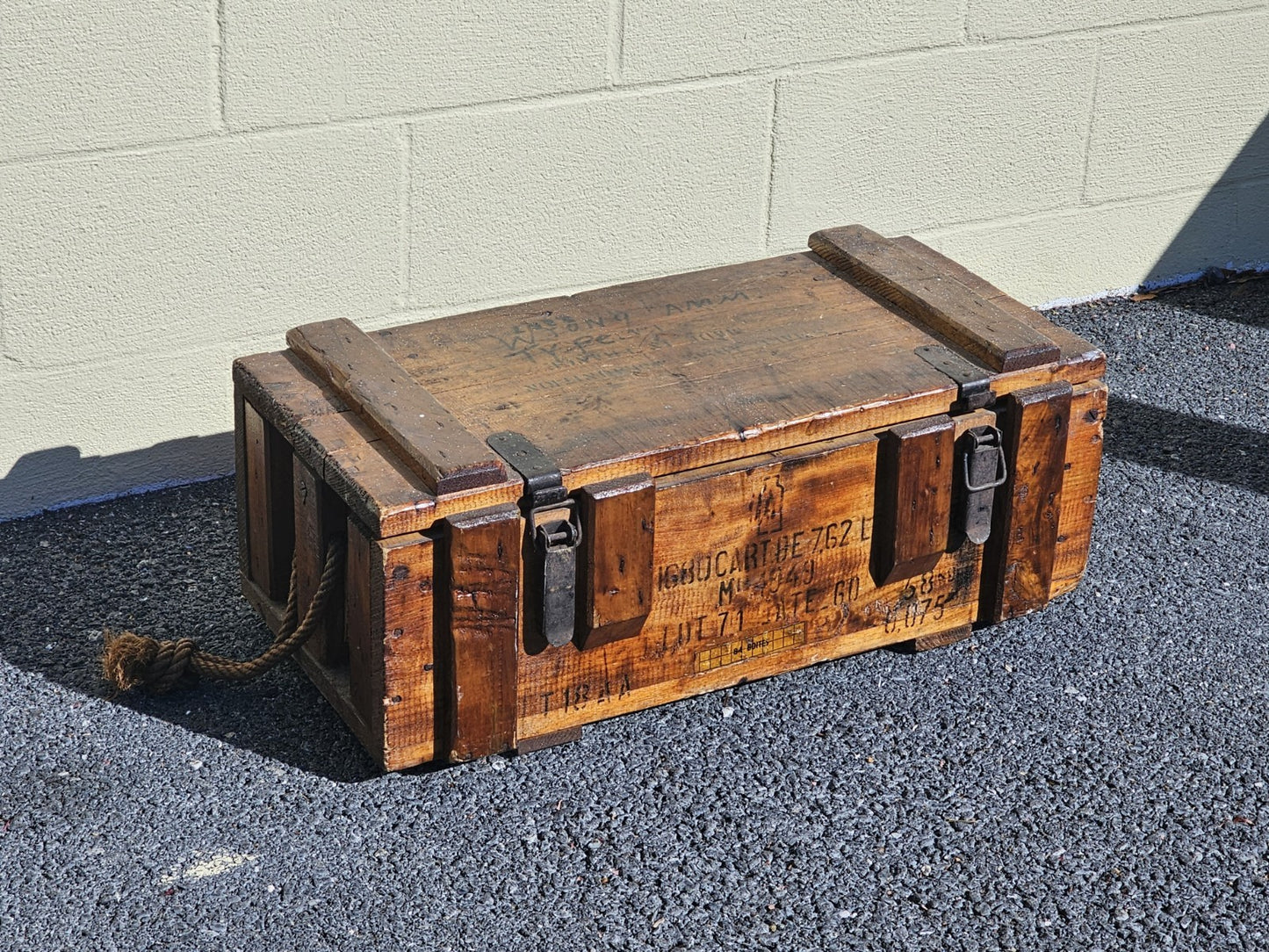 Vintage 1940s Wood & Metal French Ammo Box With Metal Insert Very Unique 
