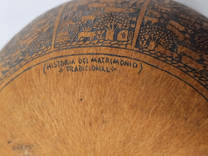 Vtg Peruvian Folk Art Gourd Engraving Very Intricate Apolonia Dorregaray? 