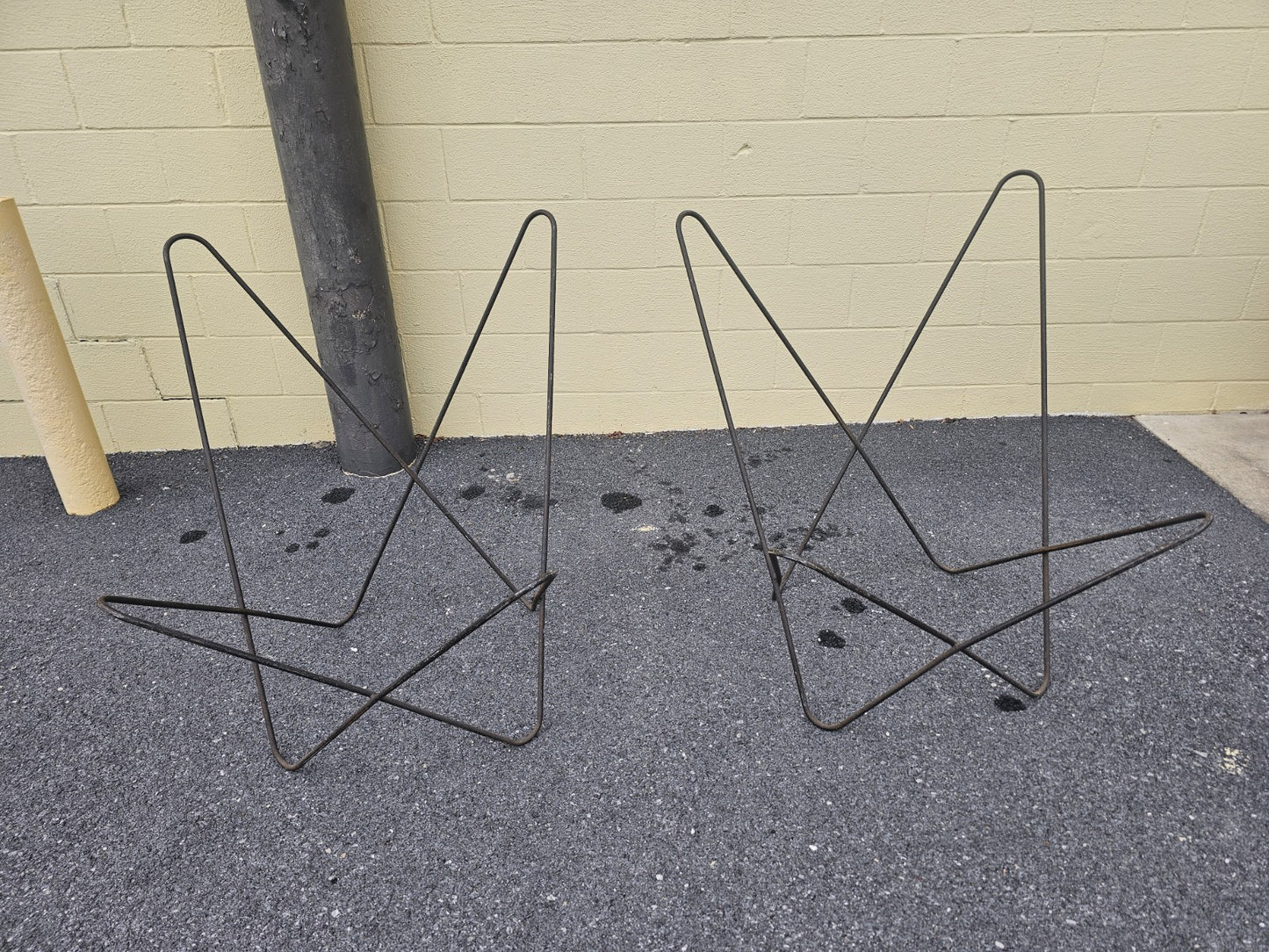 Vintage Mid Century Butterfly Chair Metal Iron Pair by Knoll? Bases Only