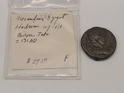 Hadrian. AD 117-138. Silver Billion Denarius, Alexandria Egypt Tetradrachm