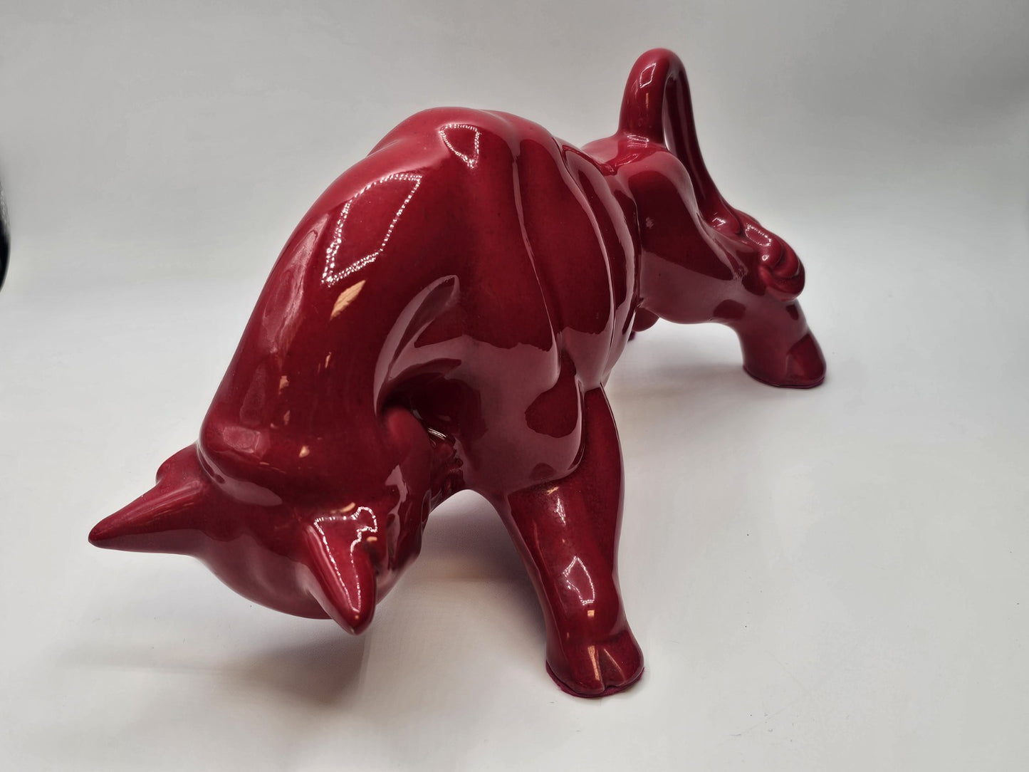 Vtg MCM Royal Haeger Red Glazed Charging Bull Sculpture Ceramic Pottery 14.5 In