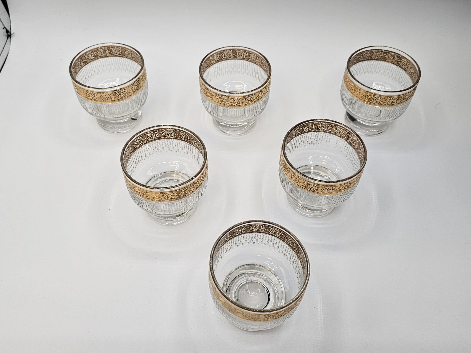 Vtg MCM Culver Gold Rim Tyrol Hollywood Regency Cocktail Pitcher & Glasses