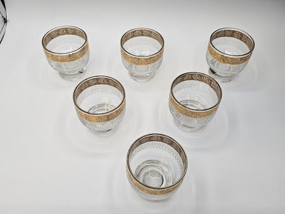 Vtg MCM Culver Gold Rim Tyrol Hollywood Regency Cocktail Pitcher & Glasses