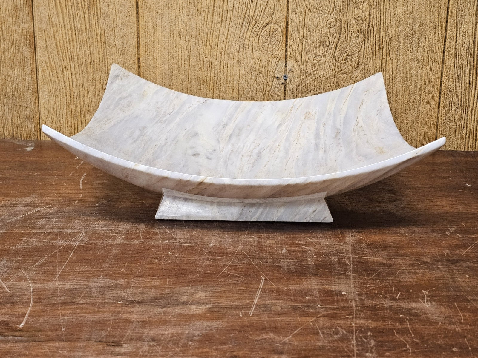 Post Modern Maitland-Smith Large Carved Marble? Centerpiece Dish Bowl