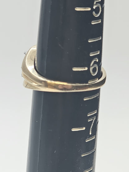 14k Yellow Gold Sapphire & Diamonds Statement Cocktail Size 6.25 Ring 3.9 Grams