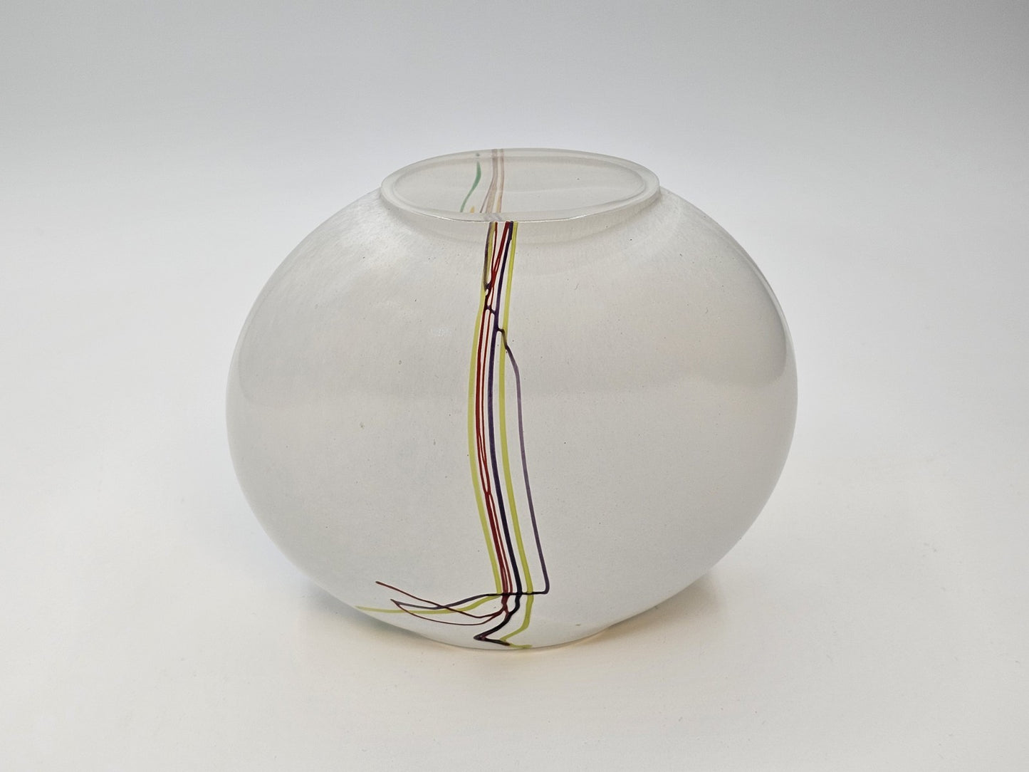 Kosta Boda Swedish Art Glass Rainbow Vase Bertil Vallien Vintage Signed 5.5 In T