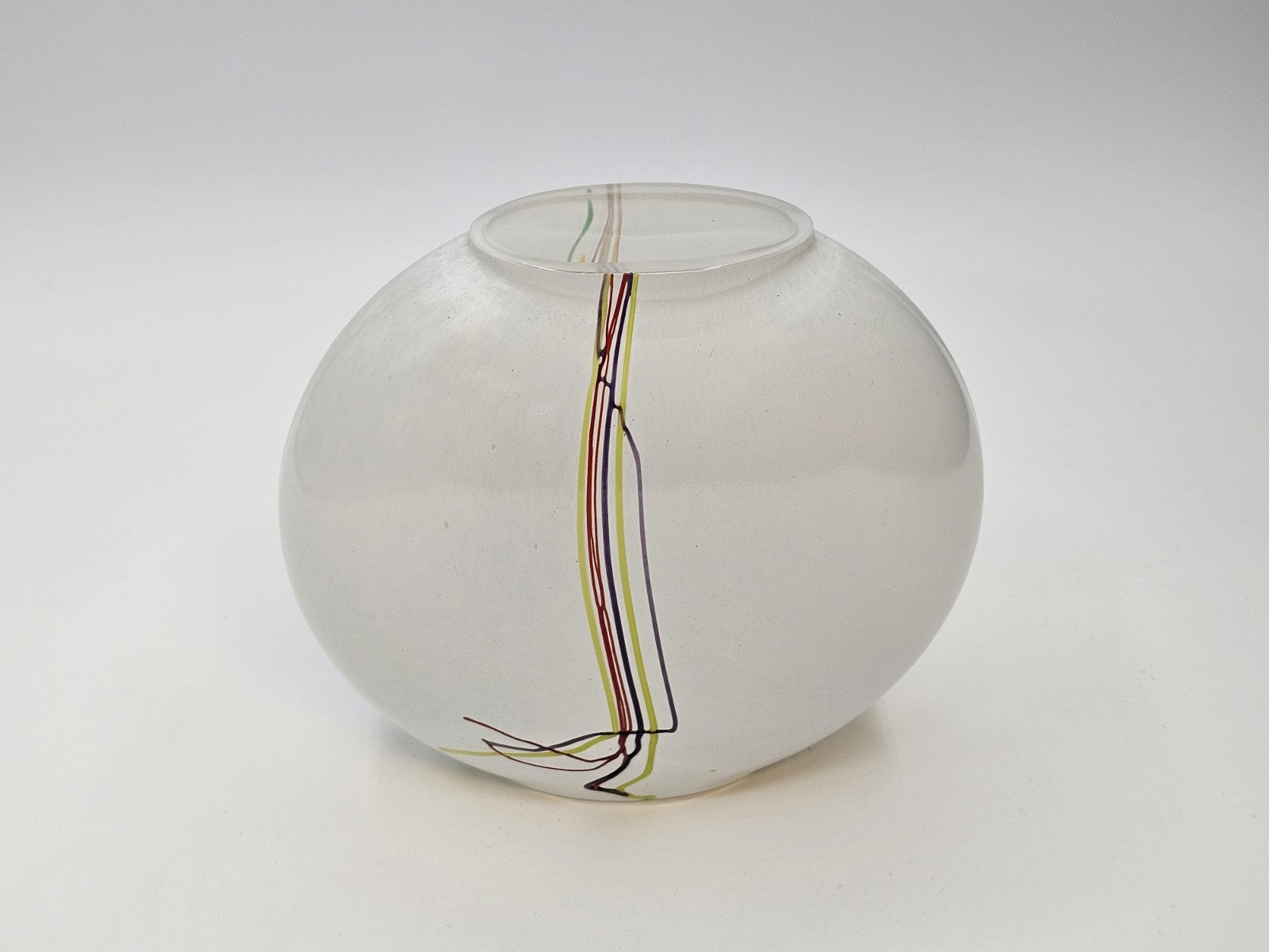 Kosta Boda Swedish Art Glass Rainbow Vase Bertil Vallien Vintage Signed 5.5 In T