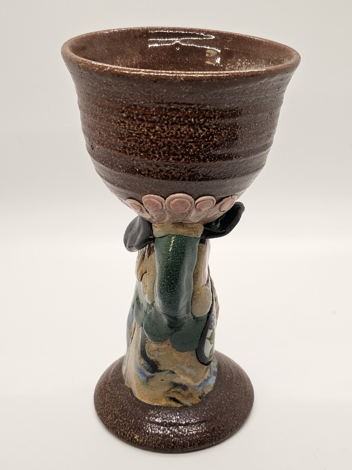 Rare Jane Goslin Peiser Art Pottery Goblet Figure Salt Glaze Signed 7" Tall