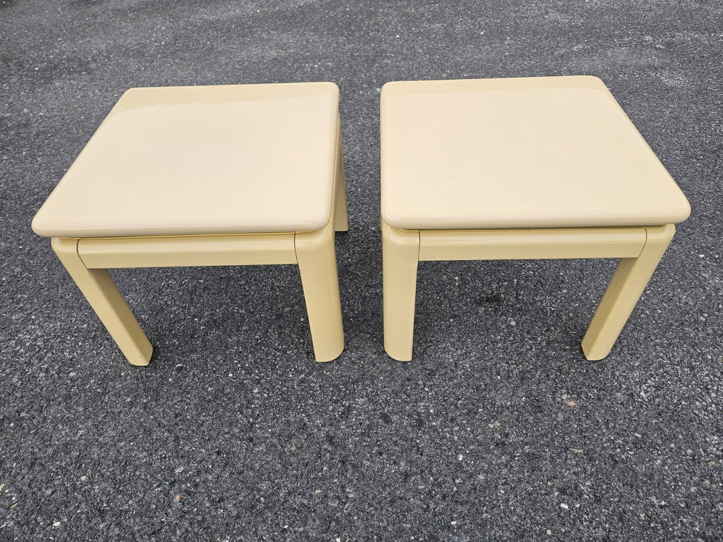 Vtg Post Modern Lacquered Console Table & Side Table Stool Pair Lane Furniture 