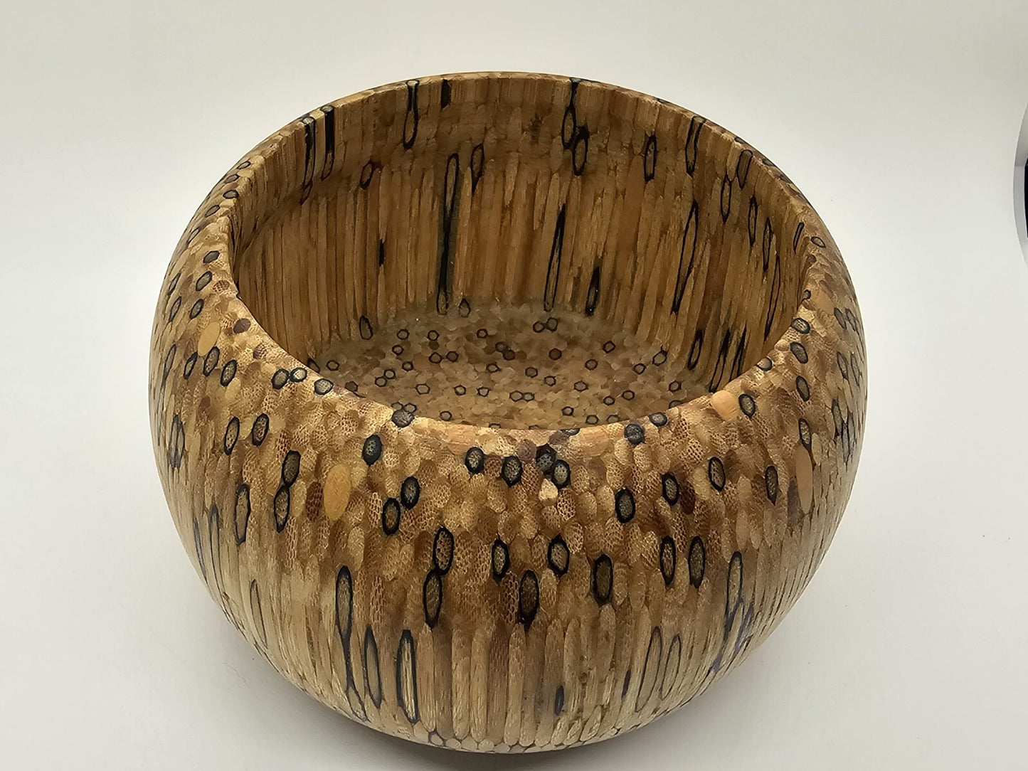 Hand-Turned Carved Bowl Handmade Unique Wood Compressed Pencils? Matches?
