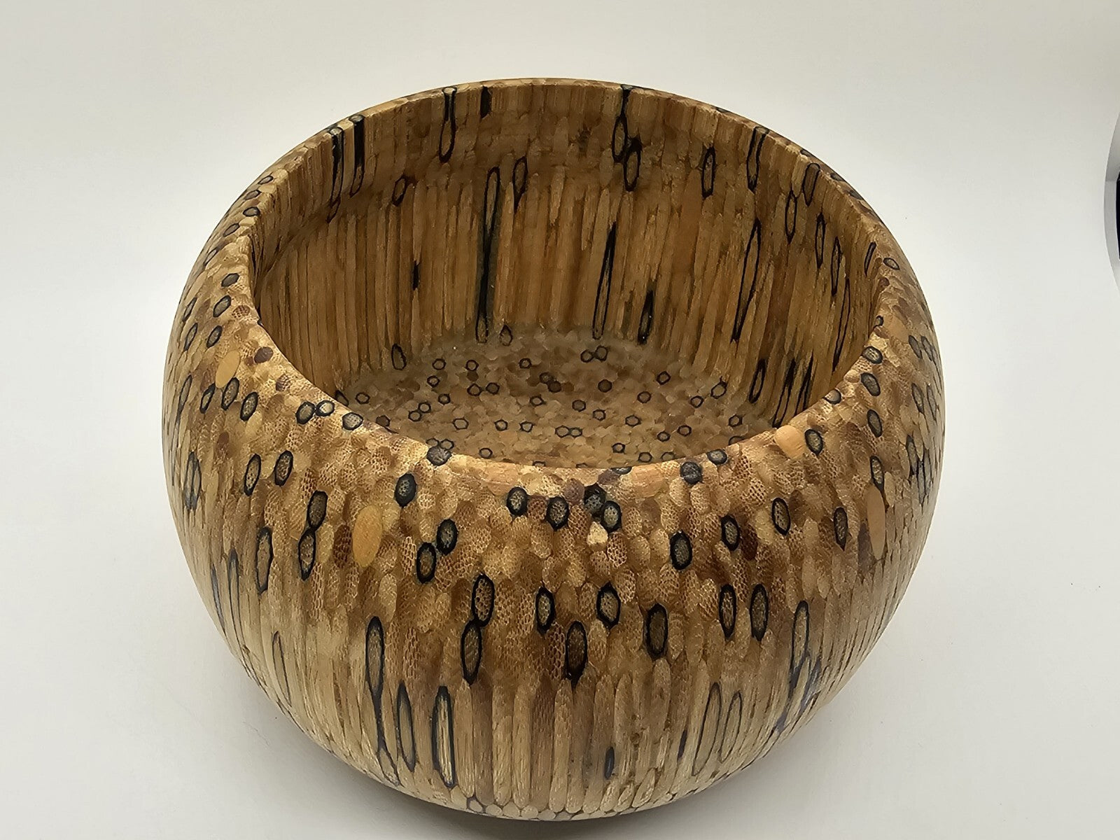 Hand-Turned Carved Bowl Handmade Unique Wood Compressed Pencils? Matches?