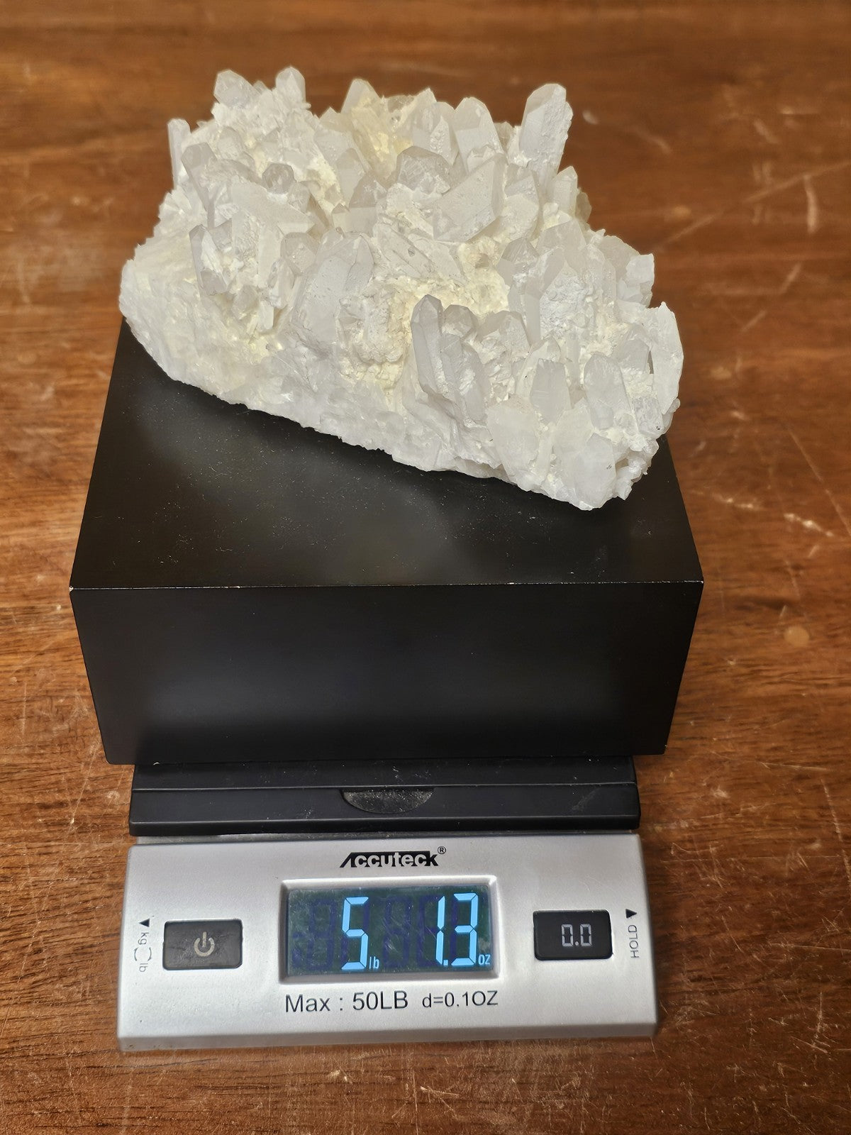 Cyan Design White Quartz Black Base & White Crystal Table Accent Decor 7" X 7"