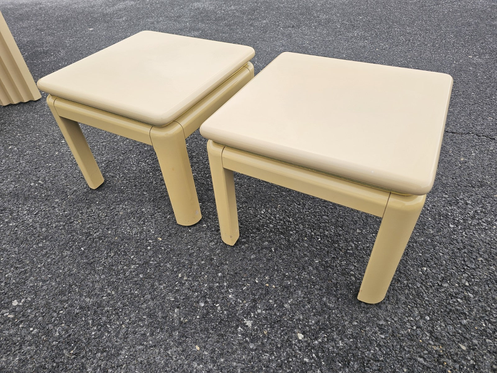 Vtg Post Modern Lacquered Console Table & Side Table Stool Pair Lane Furniture 