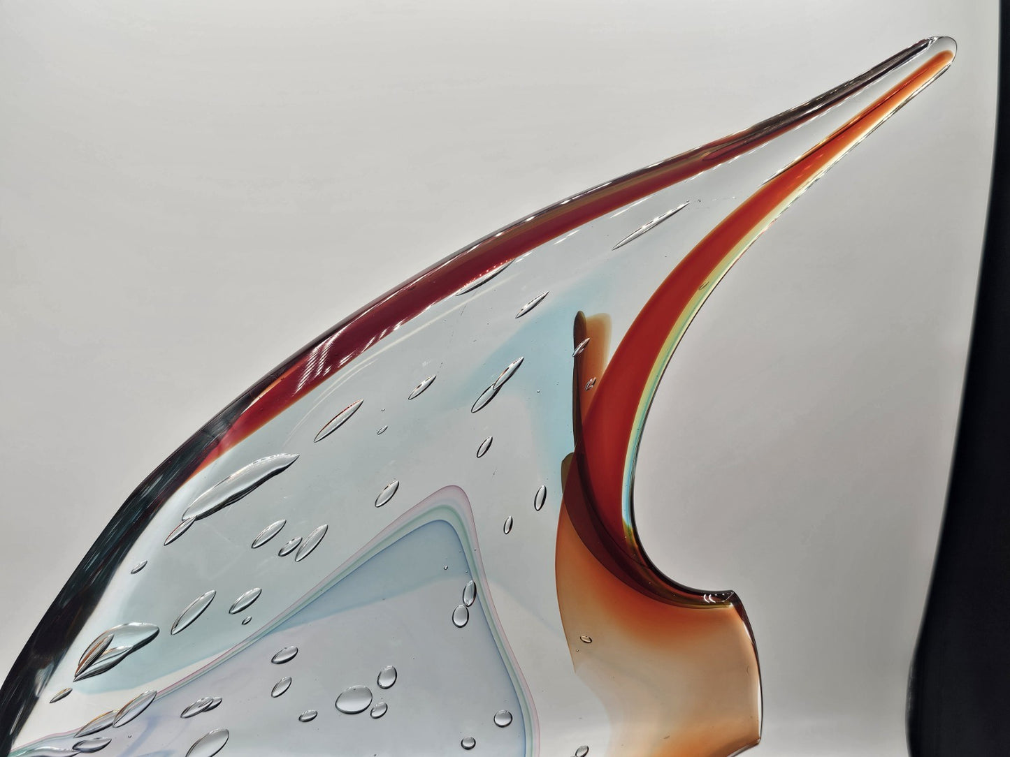 Murano Art Glass Signed Fish Sculpture By Sergio Castantini On Marble Base 16 In