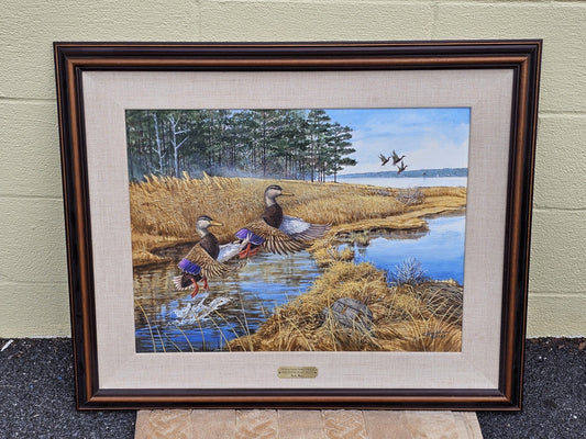 Original Oil On Board Painting Of Black Ducks Chesapeake Bay Dorchester Co, MD