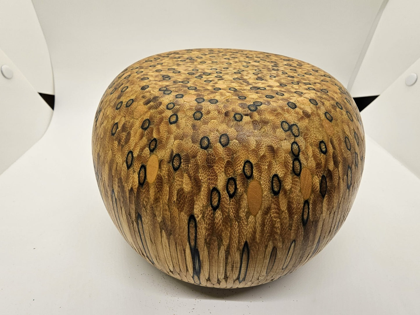 Hand-Turned Carved Bowl Handmade Unique Wood Compressed Pencils? Matches?