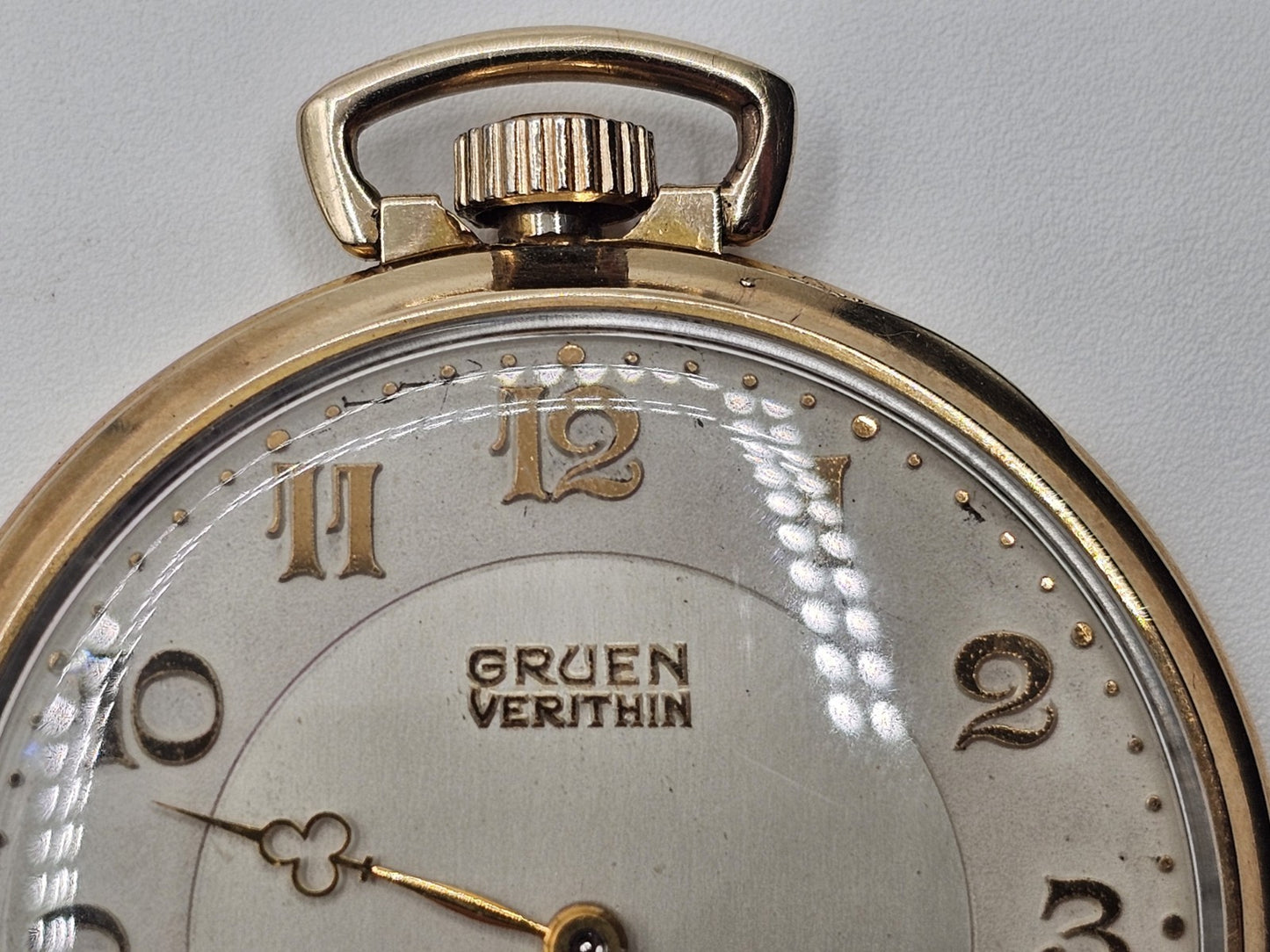 10k Gold Filled Gruen Verithin Pocket Watch Working Condition 