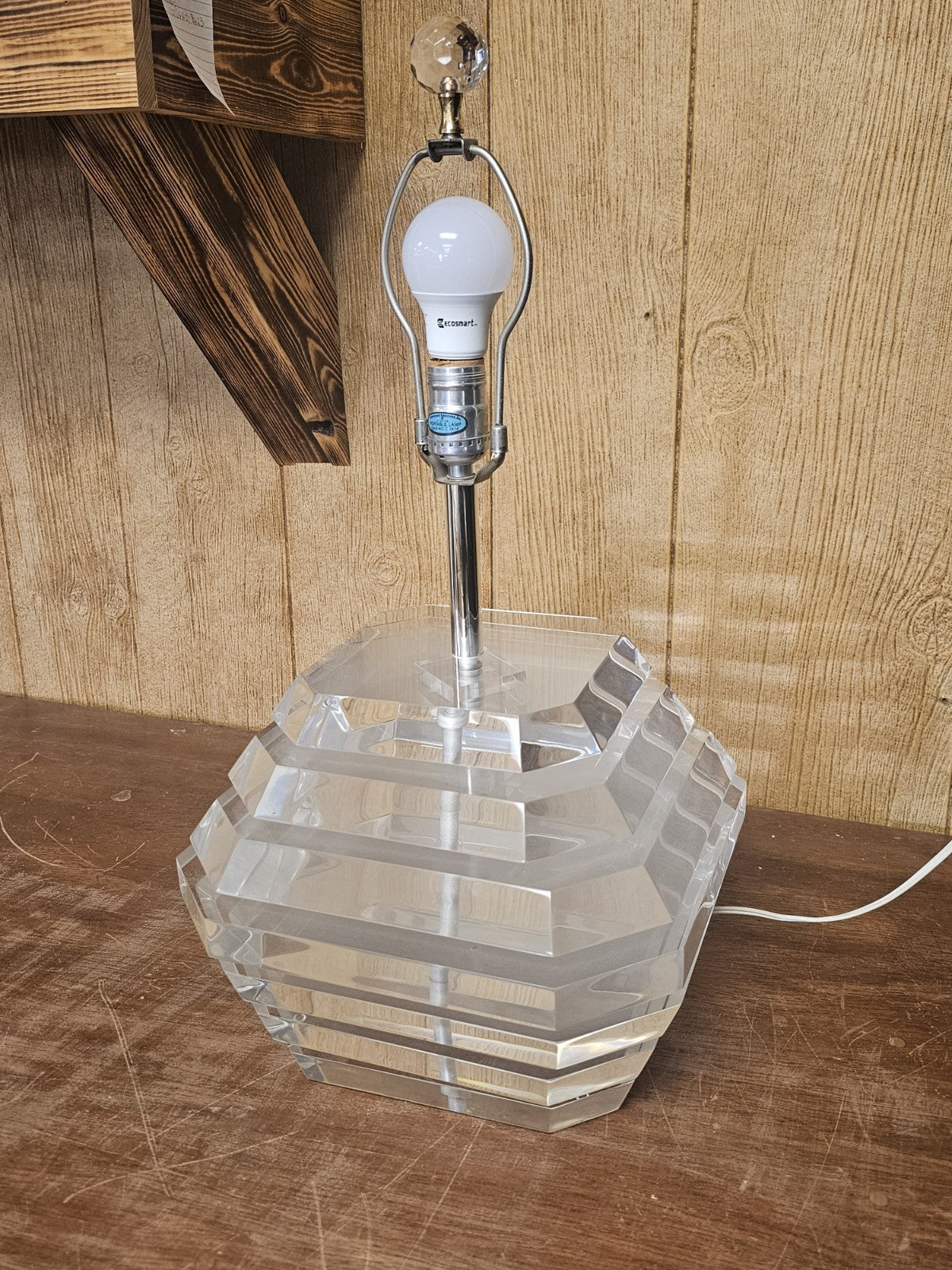 Post Modern Chunky Stacked Mobile Lucite Table Lamp George Bullio 23.5 In Tall