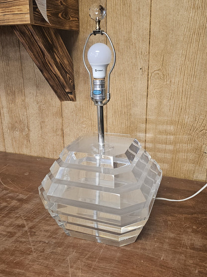 Post Modern Chunky Stacked Mobile Lucite Table Lamp George Bullio 23.5 In Tall