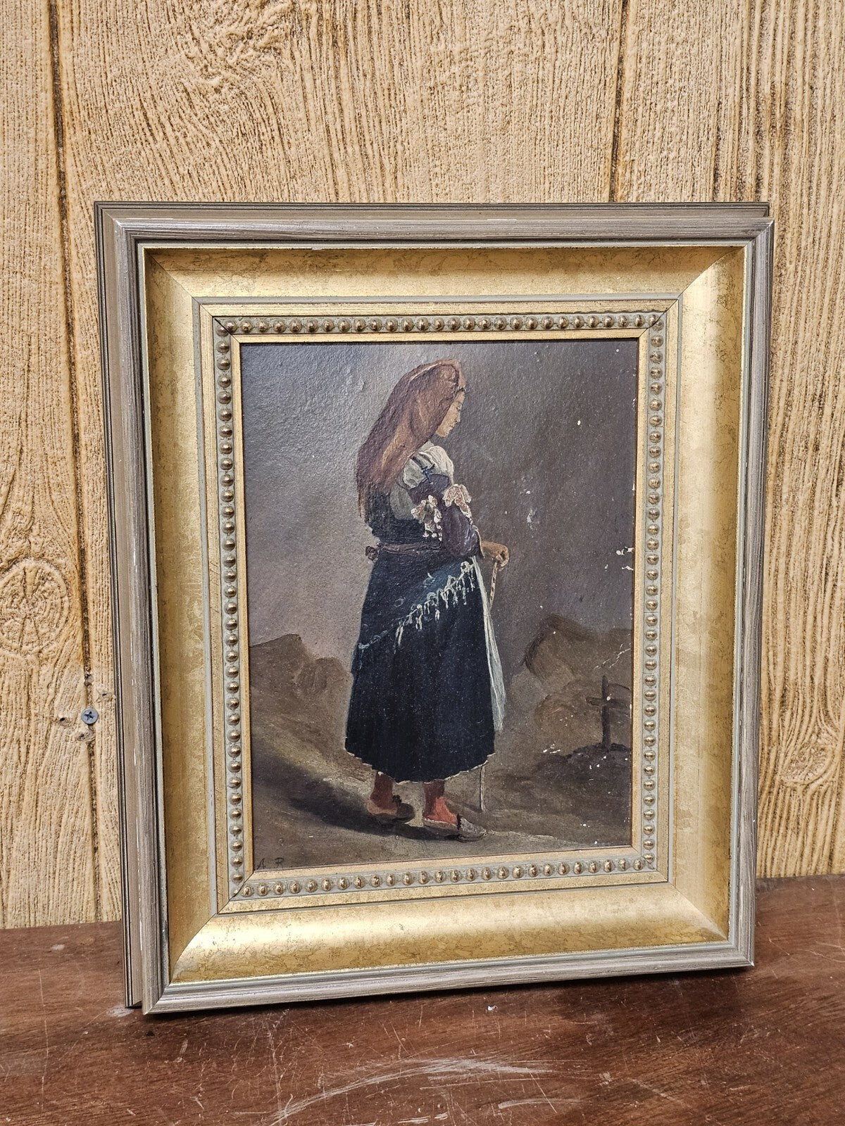 19th Century Original August Riedel Oil On Board Painting German Artist 8 X 10.5