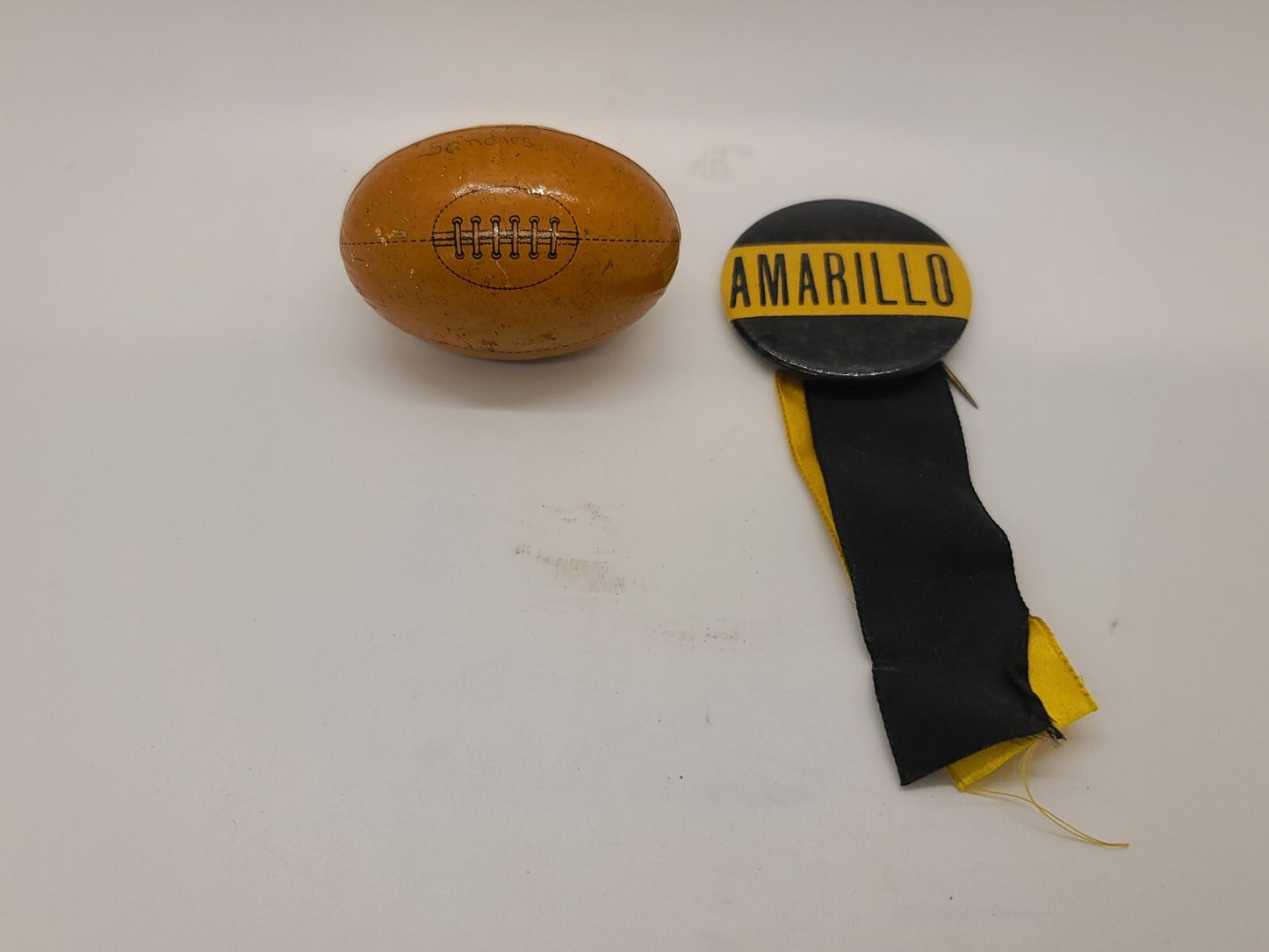 Vintage Amarillo Texas w Dangling Football Pinback Button Germany 1930's?