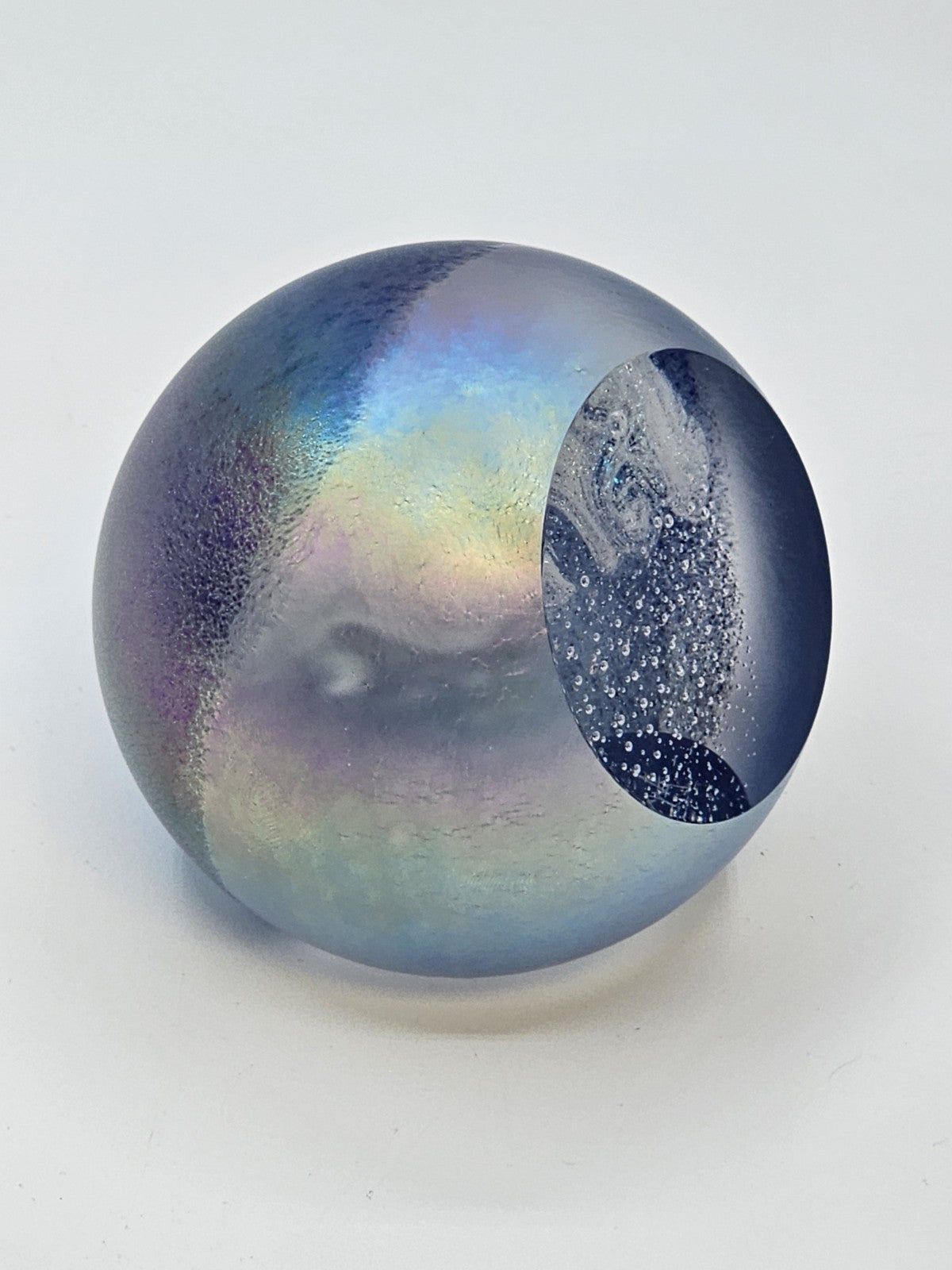 Signed April Showers Iridescent Blue Green Purple Paperweight 3 In Rain Clouds
