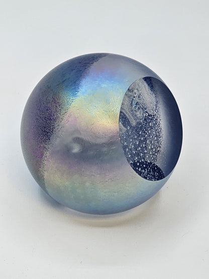 Signed April Showers Iridescent Blue Green Purple Paperweight 3 In Rain Clouds