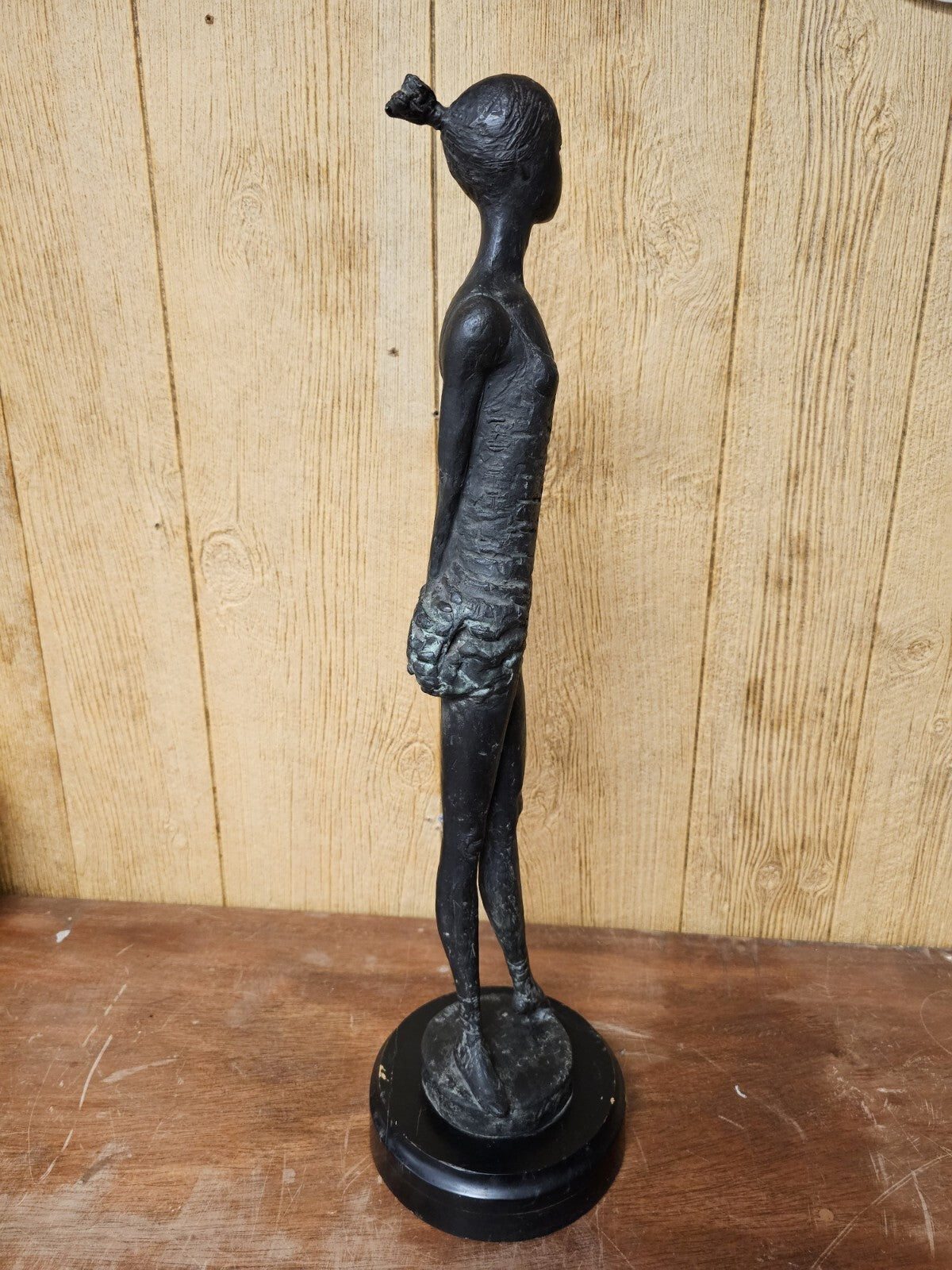Vtg MCM Modernist Figural Bronze By Pino Conte Italian Standing Ballerina 28.5" 