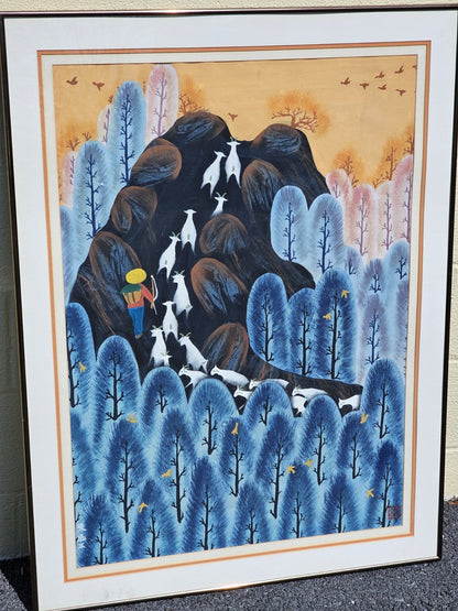 Original Zhang Xuanzheng Chinese Farmer Peasant Folk Art Watercolor Painting