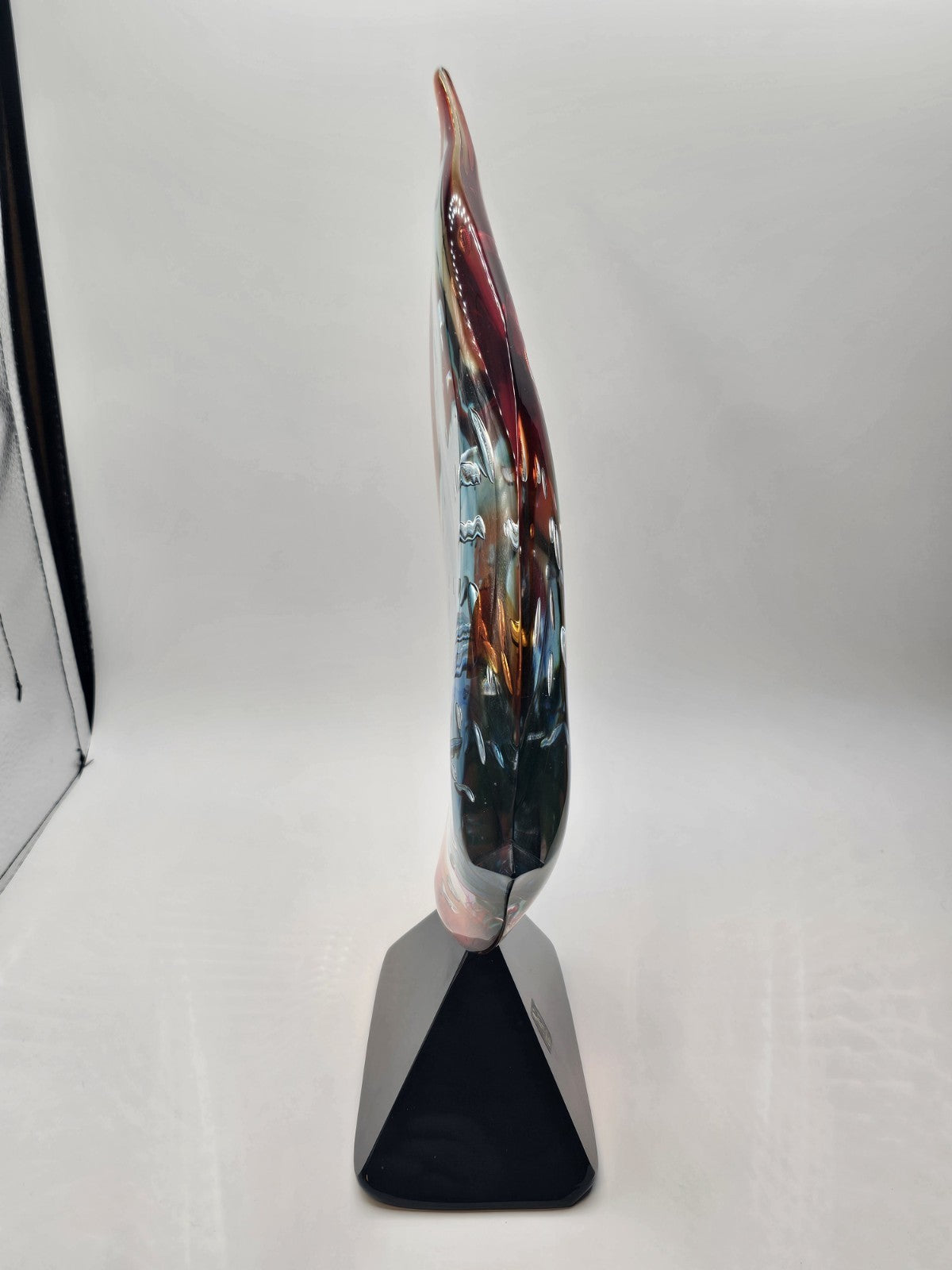 Murano Art Glass Signed Fish Sculpture By Sergio Castantini On Marble Base 16 In