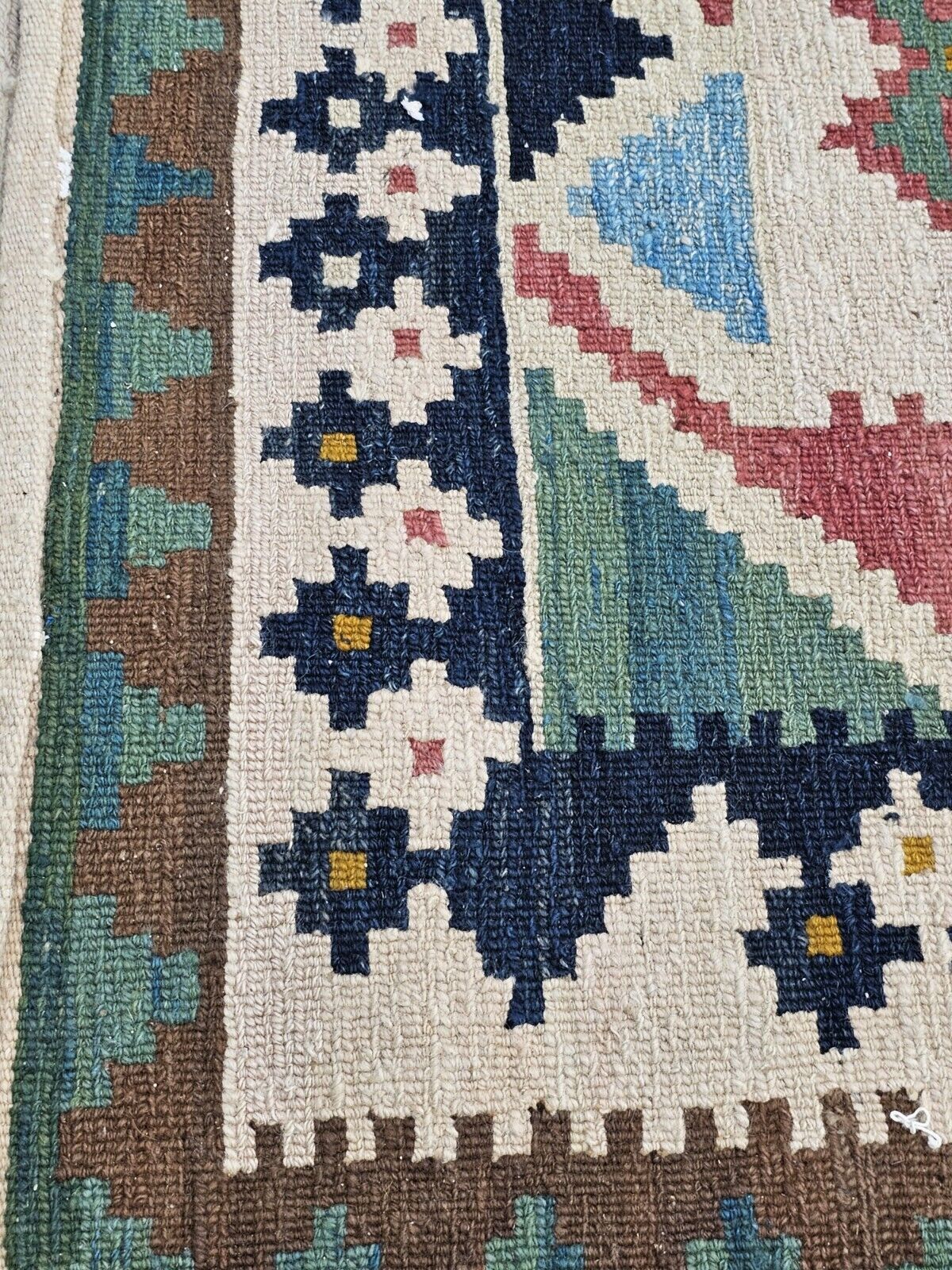 Vtg Moroccan? Handmade Flat Weave Reversible? Rug Geometric Motif 8' X 11'