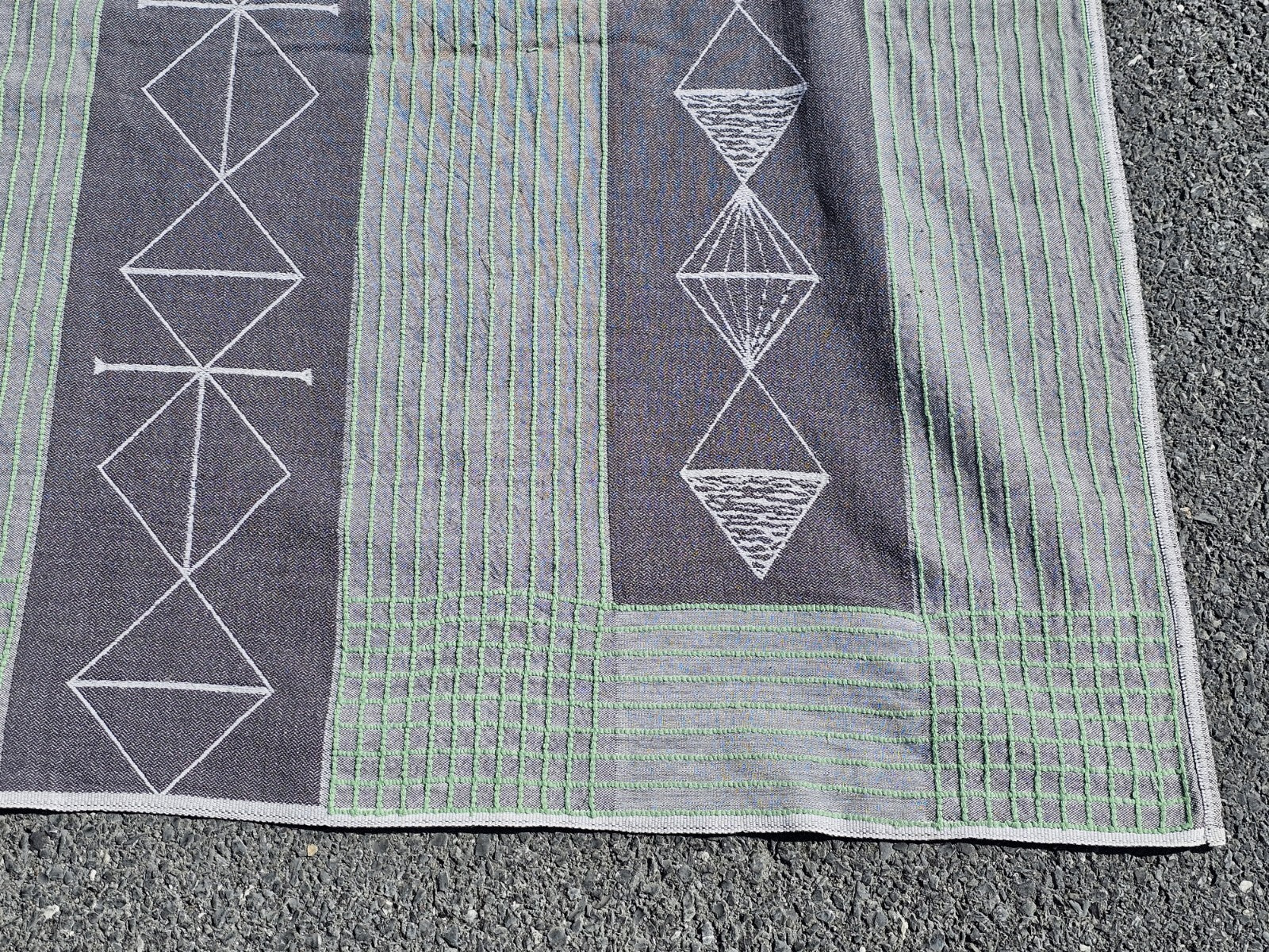 Vtg Unique Large Blanket 106 Inch X 91 Inches Hand Stitched? Tribal? 