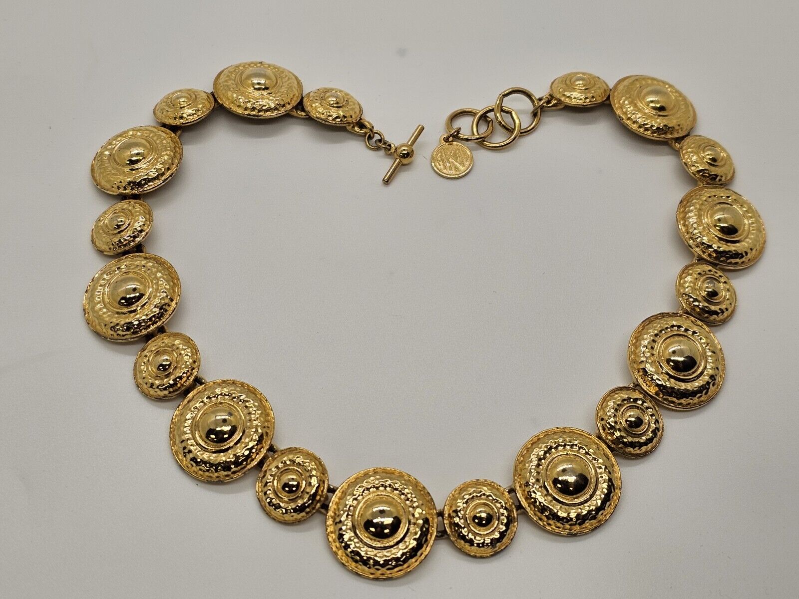 Vintage Anne Klein Gold Tone Round Link 18 Inch Choker Necklace 