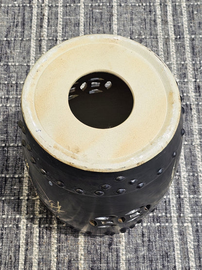 Black Chinese Calligraphy Porcelain Ceramic Round Table & 4 Garden Stool Chairs