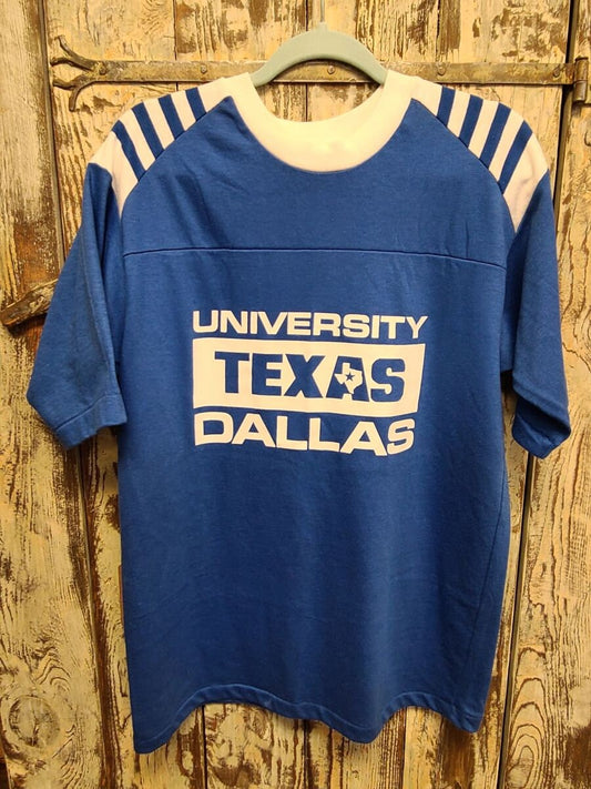 University of Texas Dallas Jostens Artex 70s 80s Vintage Blue and White T-Shirt