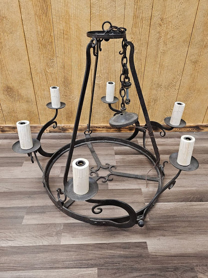 Local Pick Up Hand Forged Wrought Iron Rustic Primitive Country Cottage Chandelier