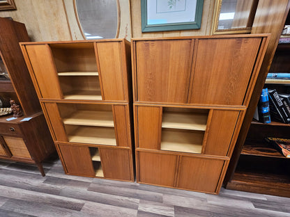 Local Pick Up Mid Century Danish Teak Floating Wall Units Storage Kitchen Cabinets by HG Furniture