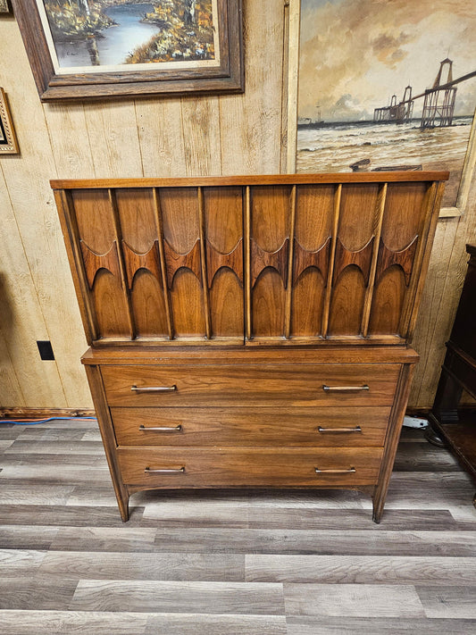MCM Walnut Highboy Dresser Armoire By Kent Coffey For Perspectra 5 Drawer Local Pick Up