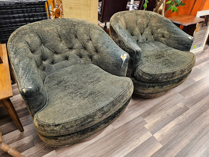 MCM Selig Of Monroe Low Profile Swivel Lounge Chair Pair To Be Reupholstered Local Pick Up