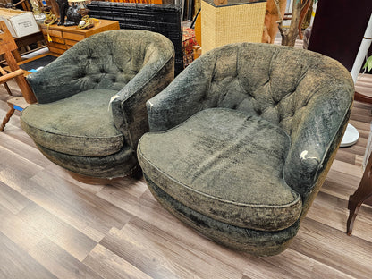 MCM Selig Of Monroe Low Profile Swivel Lounge Chair Pair To Be Reupholstered Local Pick Up