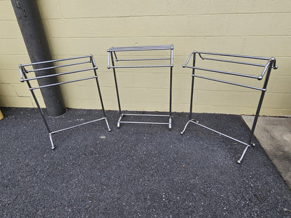 Vtg MCM Style Polished Chrome Freestanding Quilt Towel Racks (3)