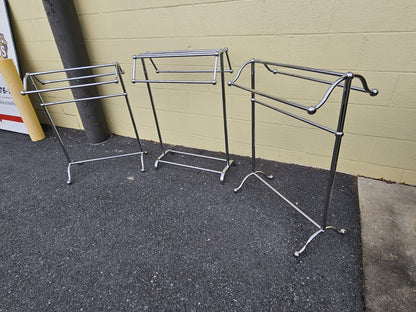 Vtg MCM Style Polished Chrome Freestanding Quilt Towel Racks (3)